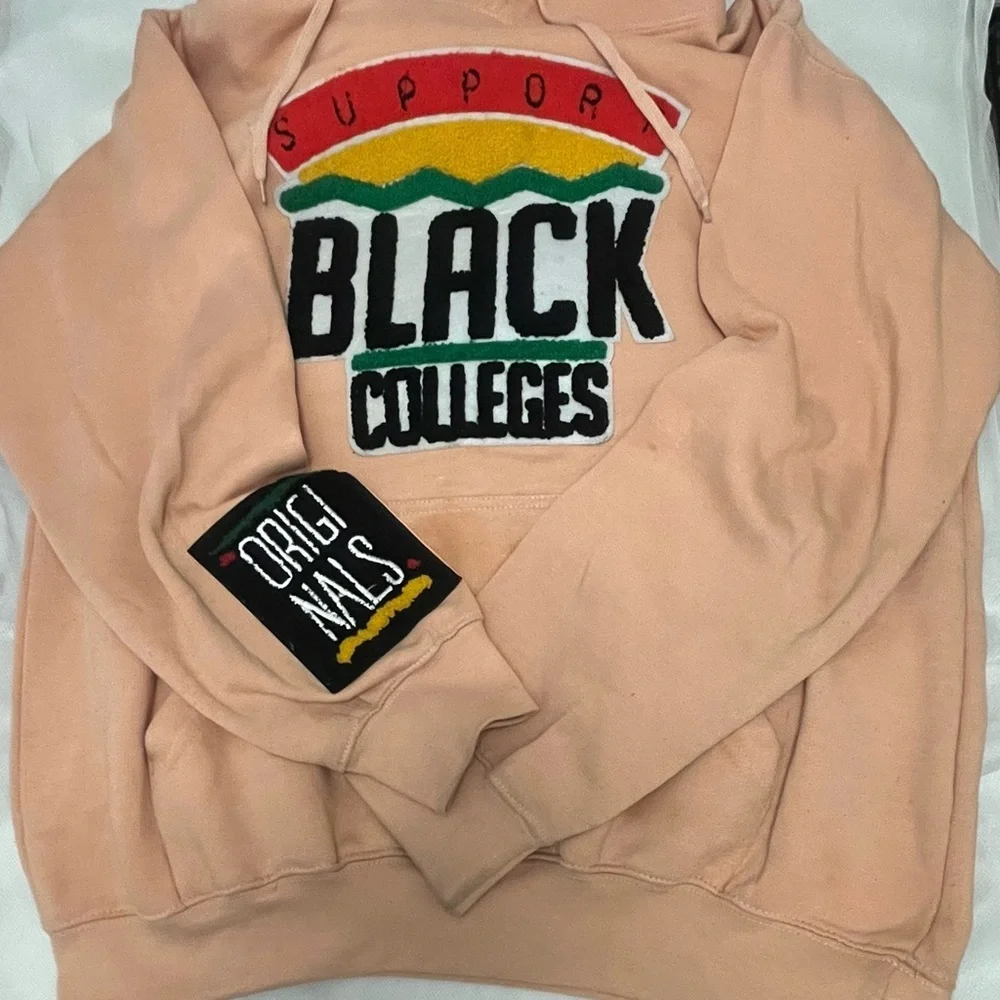 Peach Hoodie with Support Black Colleges Design - Picture 2 of 3